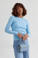 Базовий жіночий джемпер у рубчик — блакитний колір, L (є розміри)