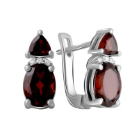 Срібні сережки SilverBreeze з натуральним гранатом 3.274ct (2062738)
