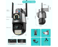 Вулична Камера 8MP 4K IP Camera Outdoor WiFi PTZ подвійний об'єктив, подвійний екран