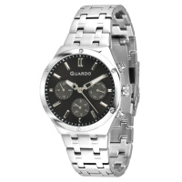 Чоловічий годинник Guardo 012781-6 Silver-Black з нержавіючої сталі та мінеральним склом