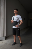 Комплект чоловічий TNF: футболка сіра + шорти чорні + барсетка чорна (8619657554)