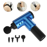 Масажер із акумулятором Fascial Gun на 4 насадки Синій (KH 321)