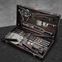 Набір шампурів та інструментів для приготування їжі на природі «Валькірія» в дерев’яному кейсі