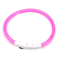 Светодиодный LED ошейник L-18 USB светящийся водоотталкивающий для собак и котов  Pink L