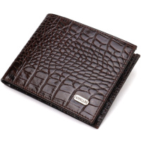 Містке чоловіче портмоне з натуральної шкіри з тисненням під крокодила 721870 Коричневий