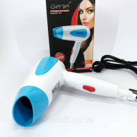 Фен для волосся складаний дорожній Gemei GM-1756 1200 Вт. Колір: блакитний
