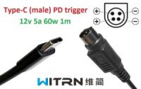 Переходник на 12v (max 5a, 60w) 4pin LP (Kycon) 1m з USB Type-C (male) Power Delivery PD (WITRN) тригер (A class) 1 день гар.