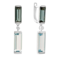 Серебряные серьги CatalogSilver с натуральным топазом Лондон Блю, топазом, фианитами (2183235)