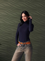 Жіночий гольф в рубчик «Made» оптом | Норма Темно-синій, 46-48