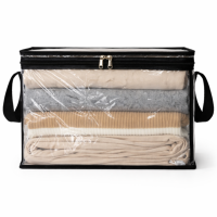 Прозрачная прямоугольная сумка ORGANIZE для вещей с ручками M 38x24x32 см  (черная)