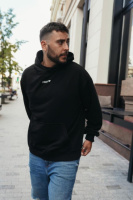 Худі чорне з мерчем ДТФ (оверсайз) | 66-505