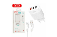 Блок швидкої зарядки для телефону, планшета XO-L72 з кабелем Type C - USB A / 3 USB / Quick Charge 3.0 / Білий - купити в SmartEra.ua