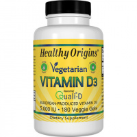 Витамин D3 для Вегетарианцев, Vegetarian Vitamin D3, 5000 IU, Healthy Origins, 180 капсул