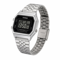 Наручний годинник Casio LA680WA-1B унісекс, електронний сріблястий браслет з підсвічуванням