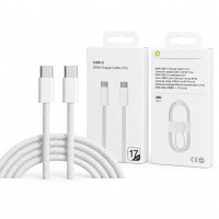 Кабель Type-C–Type-C 26X-198 60W 1 м білий • Кабель USB-C–USB-C 26X-198 для швидкого заряджання iPhone 17 Pro Max із тканинним обплетенням і...