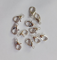 Замок -лобстер. Размер - 10 мм. Цвет - серебро. Цена указана за 5 шт