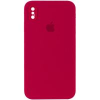 Чохол для iPhone XS Silicone Case Square Full Camera Protective (AA) (Червоний / Rose Red) - купити в SmartEra.ua