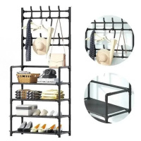 Вішалка для одягу New simple floor clothes rack з полицями для взуття метал