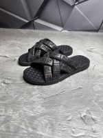 Шльопанці з натурального нубуку колір чорний/коричневий