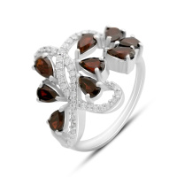 Серебряное кольцо CatalogSilver с натуральным гранатом 2.723ct, вес изделия 4,51 гр (2171454) 18.5 размер
