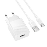 Мережевий зарядний пристрій з кабелем BOROFONE BAS71A Source single-port charger set(Type-C) White (6941991122620)