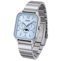 Чоловічий годинник Casio MTP-M305D-2A — сталевий браслет, синій циферблат та індикація фаз місяця