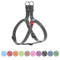 Шлея з відновленої бавовни WAUDOG Re-cotton з QR паспортом, світловідбиваюча, пластиковий фастекс, M, Ш 20 мм, Д 50-75 см сірий