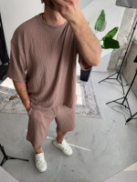 Комплект футболка/шорти - Персиковий - 42-044