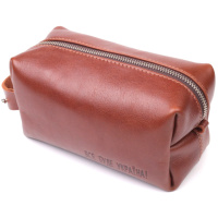 Чоловічий несесер середнього розміру з гладкої шкіри на блискавці Україна 716766 Світло-коричневий