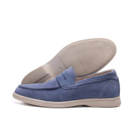 Шкіряні демісезонні лофери колір блакийний