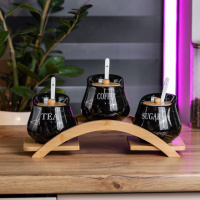 Набір банок для сипучих продуктів 3 штуки по 500 мл на бамбуковій підставці