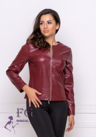 Тонка демісезонна куртка-жакет з екошкіри «Delmar» оптом | Розпродаж моделі 42, Бордовий