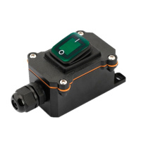 Переключатель наружного монтажа, зеленая кнопка с подсветкой, IP65, 12-24V, Black