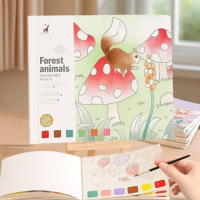 Альбом для раскрашивания с акварельными красками раскраска «Forest animals» для творчества и живописи