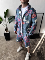 Стильний літній синій чоловічий костюм з яскравим дизайном