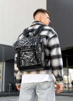 Чоловічий рюкзак принт високої якості українського виробництва, молодіжний чорний