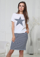 Костюм зі спідницею «Афіна» оптом | Батал Білий, 54