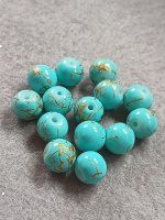 Бусины керамика/ 8 мм/ цена за 1 шт/ голубой с золотом мраморный