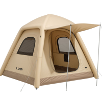 Надувная 3-х местная палатка 230×230×150 (см) для туризма и рыбалки палатка с надувным каркасом Бежевая LU-021