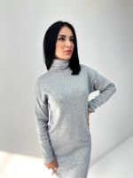 Тепле ангорове плаття міді з високим коміром «Amina» оптом | Норма| Розпродаж моделі Сірий, 42-44