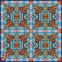 Схема для вышивки подушки А3 «Сокровища голубых глубин»