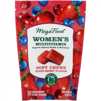 Мультивитамины для женщин, вкус ягод, Women's Multivitamin Soft Chews, Mixed Berry Flavor, MegaFood, 30 мягких