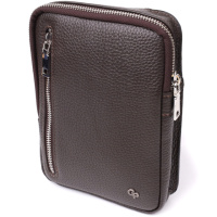 Прямокутна сумка бананка із зернистої натуральної шкіри GRANDE PELLE 22878 Коричнева