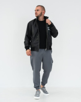 Шкіряна куртка чоловіча екошкіра чорного кольору з принцом