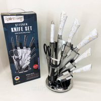 Набір кухонних ножів Rainberg RB-2499 8 предметів на підставці, що обертається White