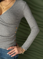 Легка кофтинка в рубчик на запах «Aura» | Норма і батал Сірий, 54-56