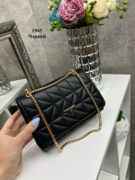 Чорний - стильний стьобаний каркасний клатч на магніті під клапаном, на ланцюжку (1565)