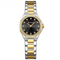 Жіночий годинник Curren 9100 Silver-Gold-Black з нержавіючої сталі та мінеральним склом