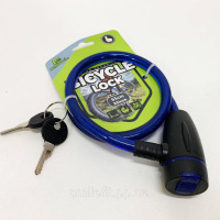 Замок велосипедний KIHUU LOCK 187, 10*65 тросовий, 2 ключі. Колір: синій