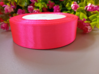 Атласная лента/ 2.5 см/ 23 метра/ ультра розовый